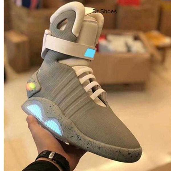 

2023 back to the future air mag sneakers marty mcfly's led shoes glow in dark gray mcflys sneakers us6-13, Black