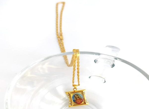 

loyal holy pendant jewel mother 24 k yellow solid gf gold cz lady mary goddess icon fine necklace chain 600mm6802561, Silver