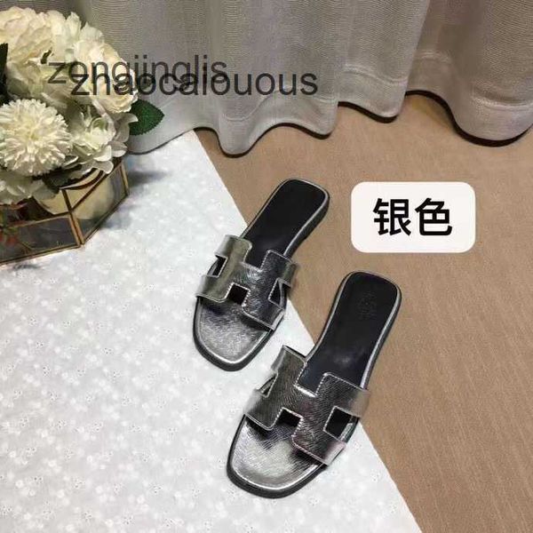 

sandal h shoes bear designer oran women's slipper slippers summer baida 2023 color matching leatflat sandals for tourism litchi pattern