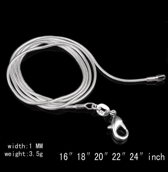 

50 pcs 925 sterling silver smooth chains necklace lobster clasps chain jewelry findings size 1 mm 16inch --- 24inch7023890