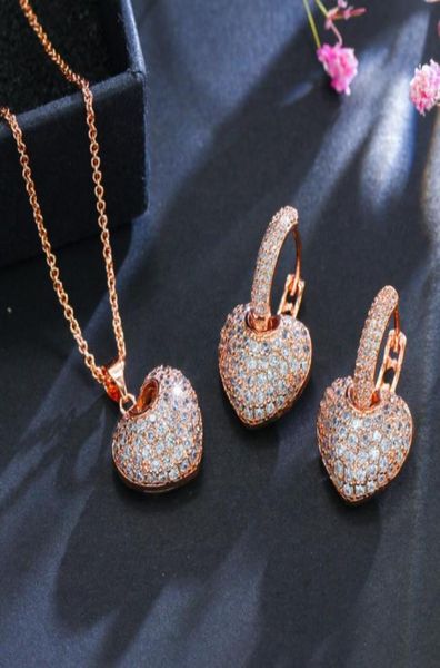 

2019 new arrival selling luxury jewelry 925 sterling silverrose gold fill pave white z cz diamond earring necklace for wo5237207, Silver