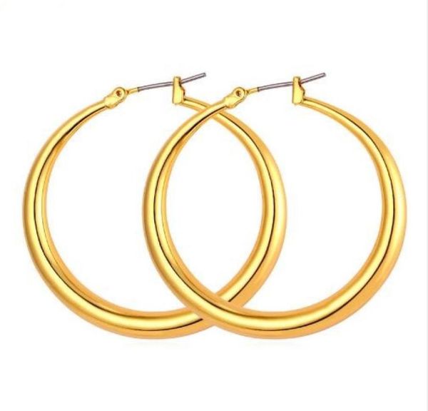 

big size style large hoop earrings for women fashion 18k real gold plated simple jewelry e63917111390, Golden;silver