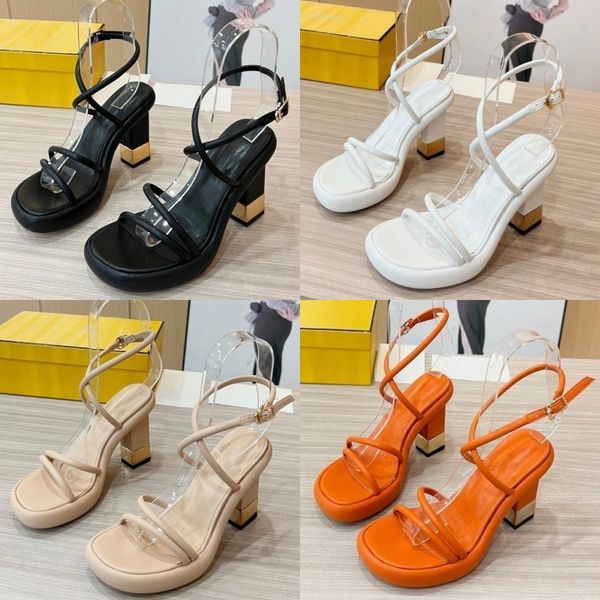 

leather womens sandals luxury designer shoes fashion lace-up high heels chunky platform shoes new summer casual shoes outdoor comfort buckle, Black