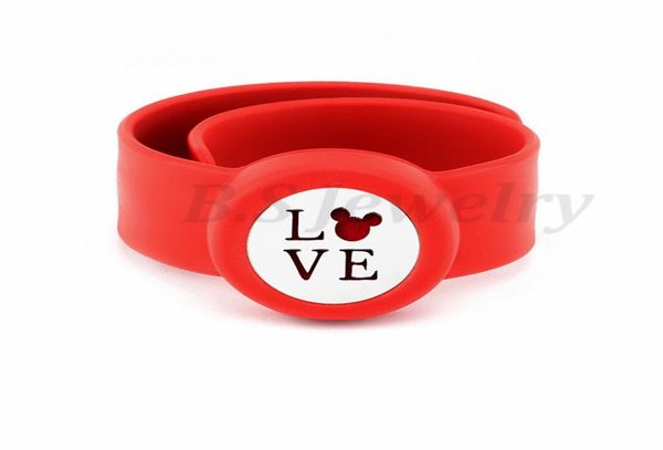

love mouse stainless steel kids adjustable essential oil bangle children men women silicone diffuser locket silicone bracelets3202287, Silver