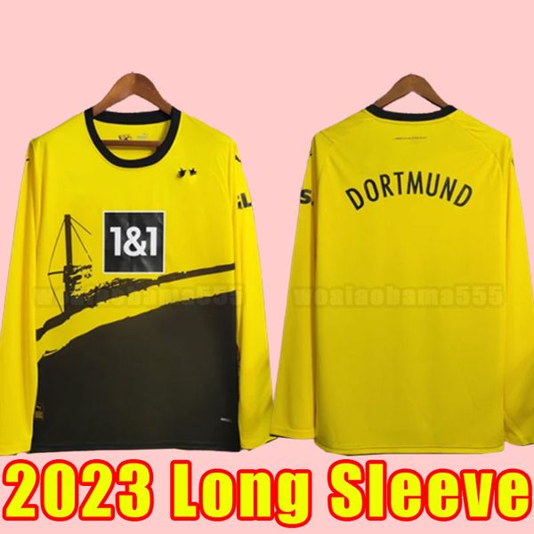 

reus 23/24 dortmund soccer jerseys 2023 2024 football shirts bellingham reyna brandt emre can haller guerreiro hazard hummels long sleeve ho, Black;yellow