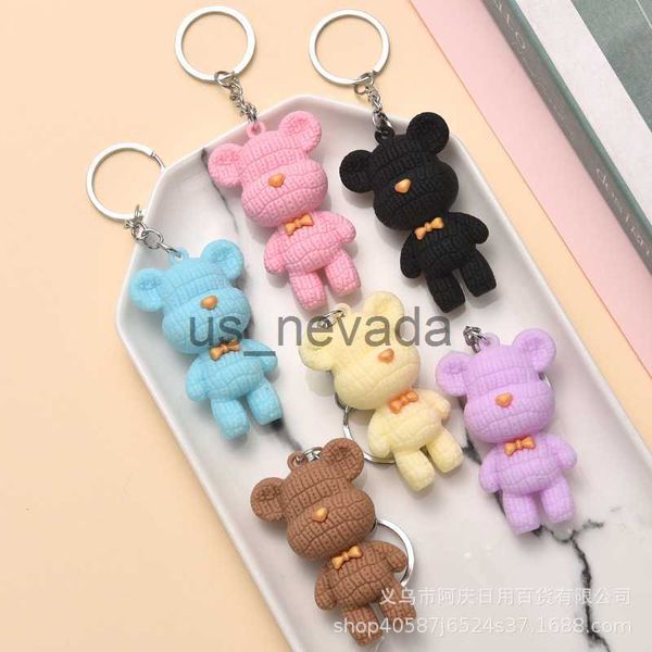 

keychains lanyards new creative cartoon bear keychain girl bag car pendant j230724, Silver