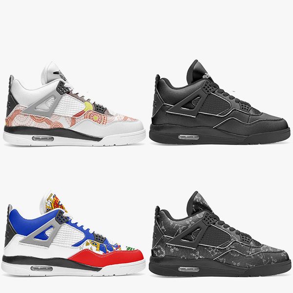 

diy basketball shoes 4s men women custom pattern white black oneself pic outdoor sports trainers sneakers 36-46