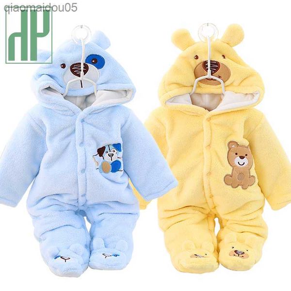 

hh baby winter warm romper newborn girls overall flannel boys autumn long sleeve jumpsuit come 3-12 month infant bear pajamas l230712, Blue