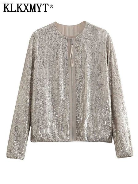 

women's jackets traf sequin bomber jacket women zip oversize jackets for women 2023 long sleeve summer jacket woman y2k streetwear fema, Black;brown