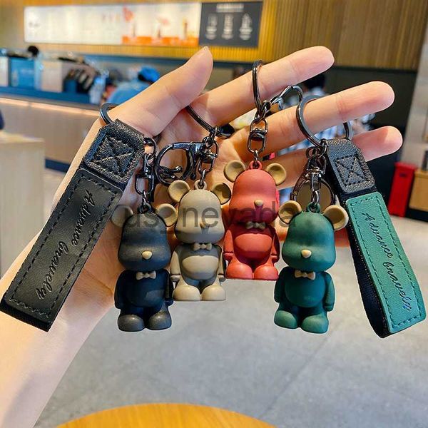 

keychains lanyards resin bow tie big ears bear keychain men and women couple bag pendant car key chain key ring accessories keyring small gi, Silver