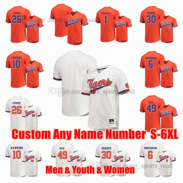

ncaa 2023 clemson tigers college baseball jerseys seth beer elijah henderson bryar hawkins davis sharpe kier meredith matt cooper reid custo, Blue;black