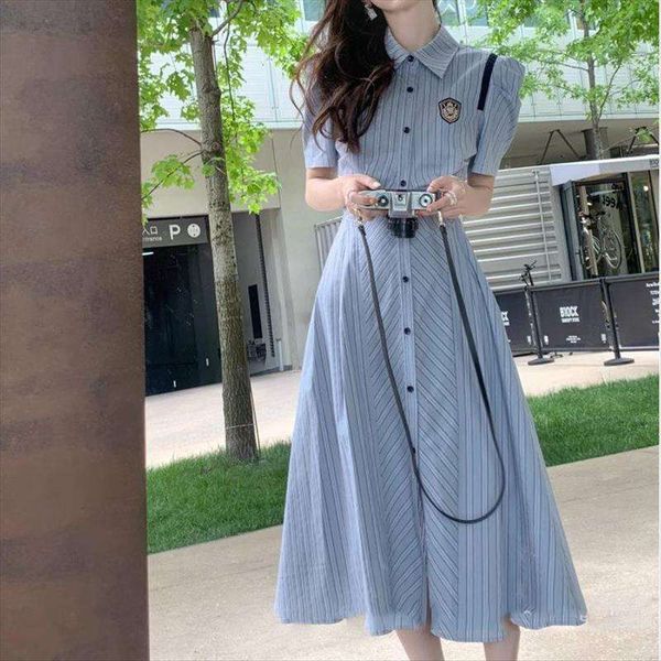 

college style polo dress for women summer shirt with stripes, Black;gray