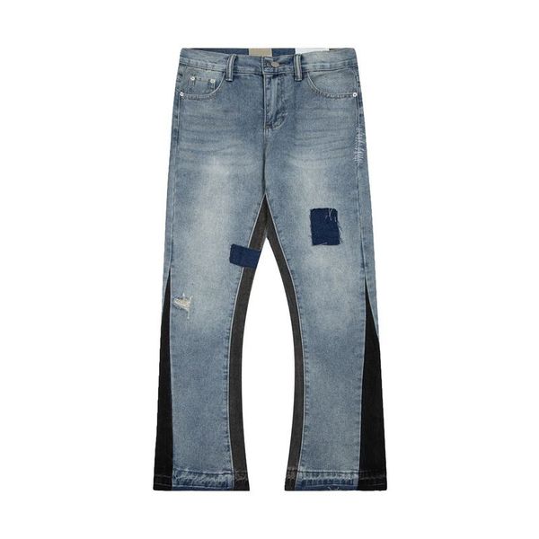 

mens galleries designer jeans distressed slim dept pants ripped biker motorcycle denim for men women fashion luxury jean womens patchwork pa, Blue