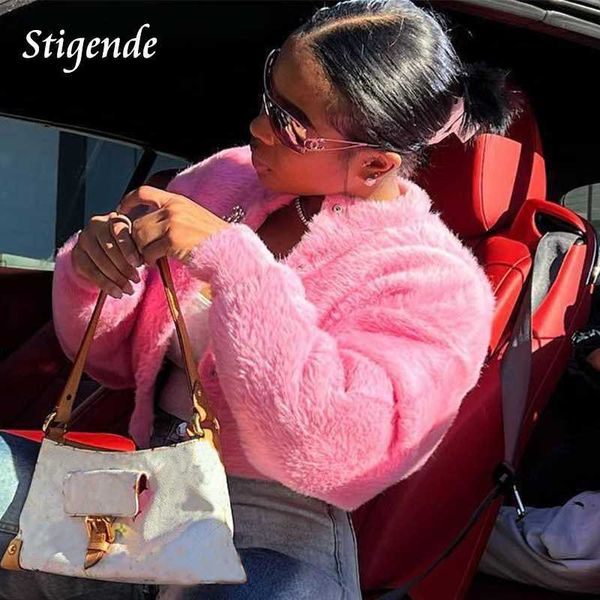 

women's fur faux fur stigende women o neck furry short fake fur jacket single breasted fluffy faux fur coats fashion solid autumn winte, Black