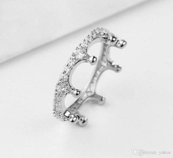

fashion 925 sterling silver crown ring set original box for p cz diamond women wedding rings5202654, Slivery;golden