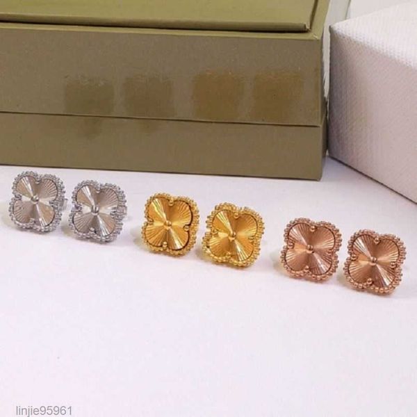 

luxury designer stud earrings clover womens fashion 18k gold jewelry, Golden;silver