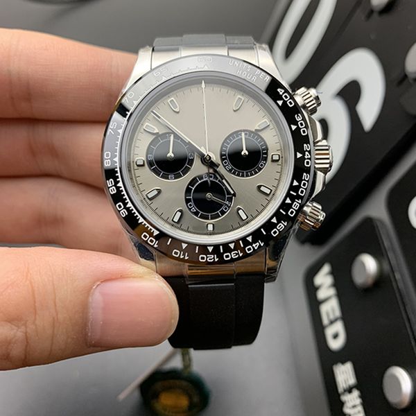 

watch st9 steel 40mm automatic mechanical 2813 movement sapphire glass men's rubber strap gray dial cosmogram watch dhgate watch design, Slivery;brown