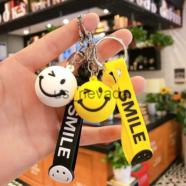 

keychains lanyards cartoon smiley keychain cute smile fashion men and women school bag ornaments creative small gifts car accessories j23072, Silver