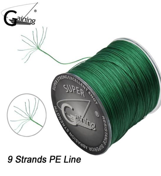

gaining s9 300m pe fishing line 9 strand reverse spiral tech multifilament strong carp fishing line 20lb 35lb 66lb 121lb 165lb1545067