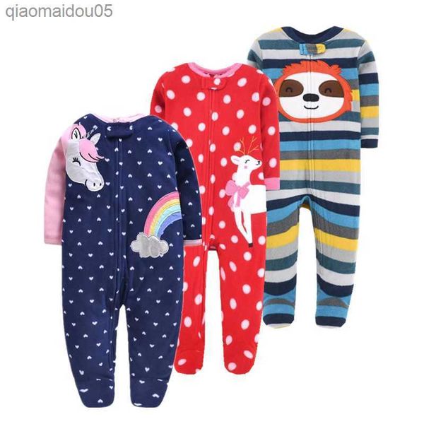 

new 2023 baby rompers for girl clothing pink cartoon new born baby clothes one pieces pajamas fleece newborn jumpsuit come l230712, Blue