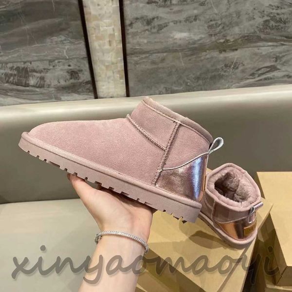 

women winter ultra mini boot designer australian platform boots for men real leather warm ankle fur booties luxurious shoe, Black