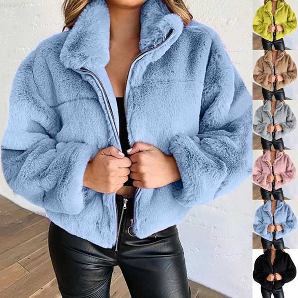 

women's jackets 2023 autumn winter new women faxu fur short coat female loose zipper jacket casual outwear woman streetwear l230724, Black;brown