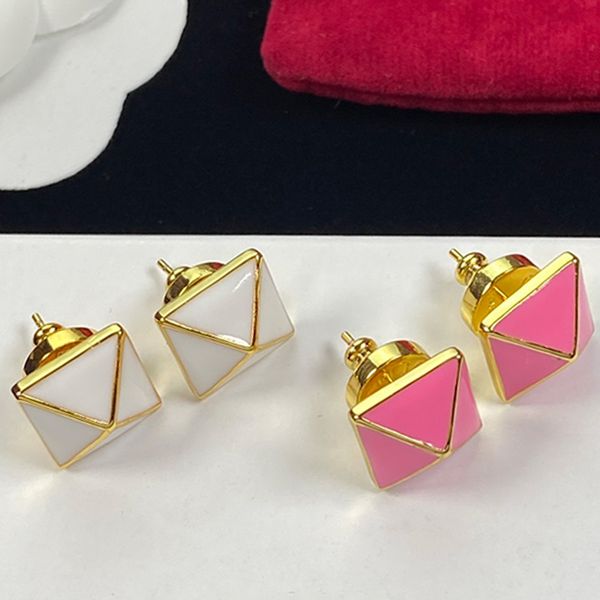 

square gold plated stud earrings personalized 18k gold plated simple elegant eardrops women classy earrring trendy stylish jewelry luxury, Golden