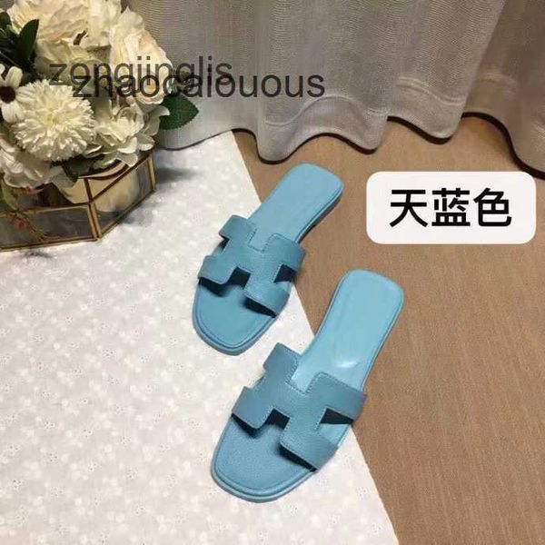 

2023 baida bear designer slipper summer sandal oran slippers shoes women's h color matching leatflat sandals for tourism litchi pattern