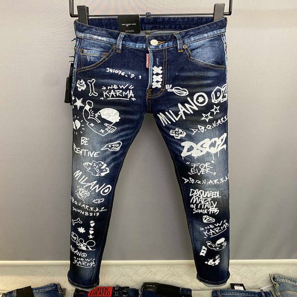 

europe men jeans hole light blue italy brand streetwear long pants trousers denim skinny slim straight jean coolguy d2 100% cotton dsq zippe