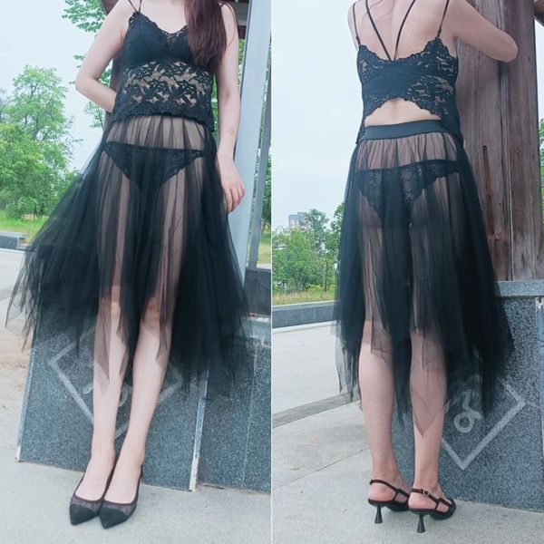 

Woman Outdoor Sex Sexy Skirt Lingerie Pants Transparent Hollow Ice Silk Dress Panties Erotic Lace Costume Adult Toys Leggings, Gray