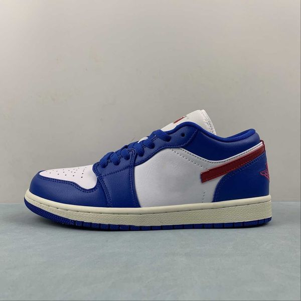 

jumpman 1 low og men women shoes blue red white designer basketball shoes outdoor sports sneakers trainers fast delivery with box