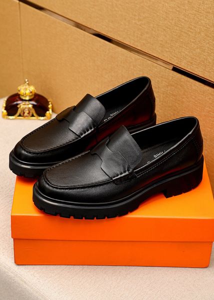 

2023 men dress shoes designer classic moccasins genuine leather flats male brand office wedding walking driving shoes size 38-45, Black