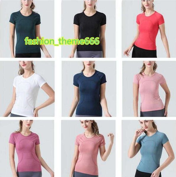 

women's sportswear yoga clothing women's lu t-shirt women's high elastic breathable running short-sleeved sports cycling fitn, Gray