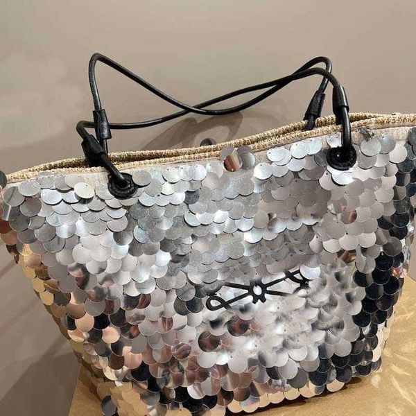 

straw tot bag sequins glitter vegetable basket large capacity luxury brand handbag beach shopping bag purses 230530
