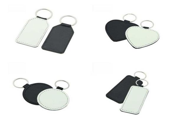 

sublimation blank leather square shape keychains rectangle heart round key ring transfer printing leather material 10pcslot7603676, Slivery;golden