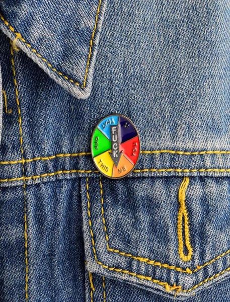 

cartoon turntable pin fk this that off me you it brooch button denim jacket badge jewelry gift for friend8075746, Blue