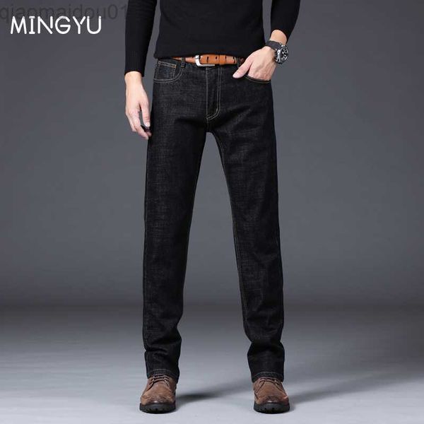 

men's jeans autumn winter cotton men's jeans denim pants brand classic clothes overalls straight trousers for men black blue overs