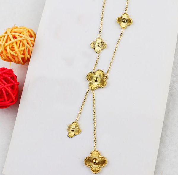 

18k gold plated luxury designer necklace flowers four-leaf clover cleef fashional pendant necklace wedding party jewelry, Silver