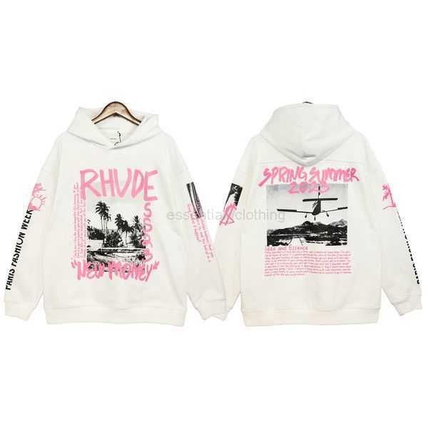 

mens hoodies designer rhude hoodie women letter print long sleeve fashion 100% cashmere men women sweatshirts hip hop hoodies luxury sweatsh, Black