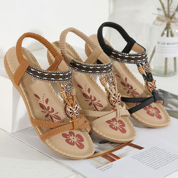 

sandals rimocy summer women bohemian 2023 crystal foam non slip sandalias mujer elastic band strap low heels rome shoes 230724, Black