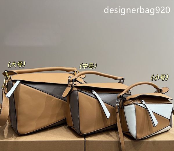 

genuine leather handbag handbag fashion bags designer women letters purses bucket clutch totes cross body geometry square contrast color pat