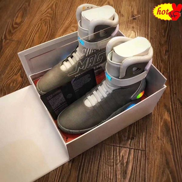 

back to the future automatic laces air mag sneakers marty mcfly's led shoes back to the future glow in dark gray mcflys size 39-48, Black