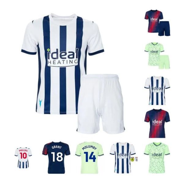 

2023 2024 west bromwichs albion soccer jerseys 23 24 men kids home away swift wallace yokuslu molumby dike swift diangana football shirts br, Black;yellow