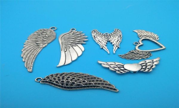 

mixed tibetan silver plated wing charms pendants for jewelry making findings bracelets handmade accessories diy gifts v1039285500, Bronze;silver