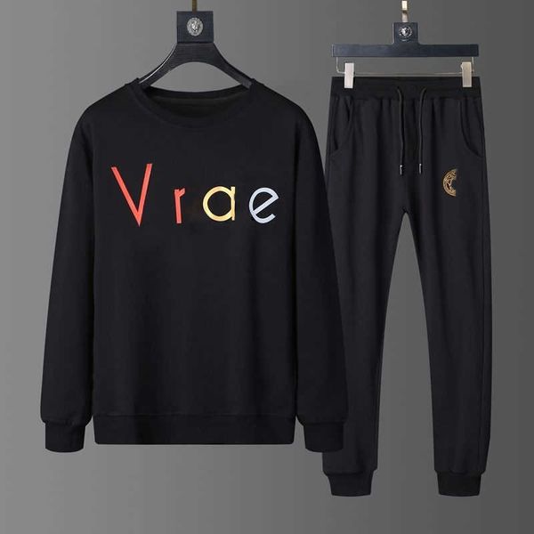 

high version tracksuits mens sports suit round neck sweater designer long sleeved t shirt cotton casual pants loose sweatshirt jogging trous, Gray