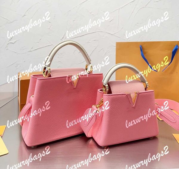 

7a capucines designer totes bag purses handbags luxurys designers shoulder women bags pink double color matching 27cm 20cm with box genuine