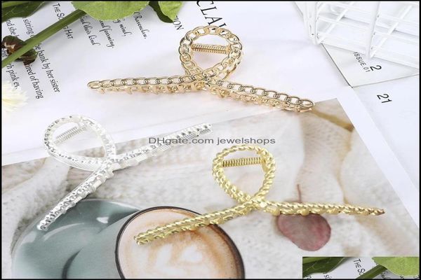 

headbands hair jewelry 2021 women back of head geometric claw simple metal clip claws large shower catch hairpin drop delivery q9t6651065, Silver