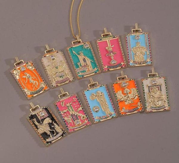 

fashion new designed pendant necklaces drip paint accessories tarot cards hip hop oil painting style women men necklace designer j5872577, Silver