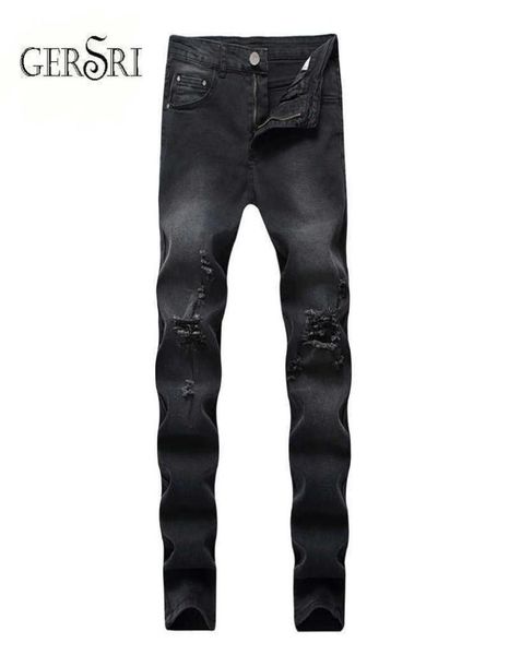 

gersri jeans men patchwork destry brand comfortable cropped pants man cowboys demin pants male drop x06219002272, Blue