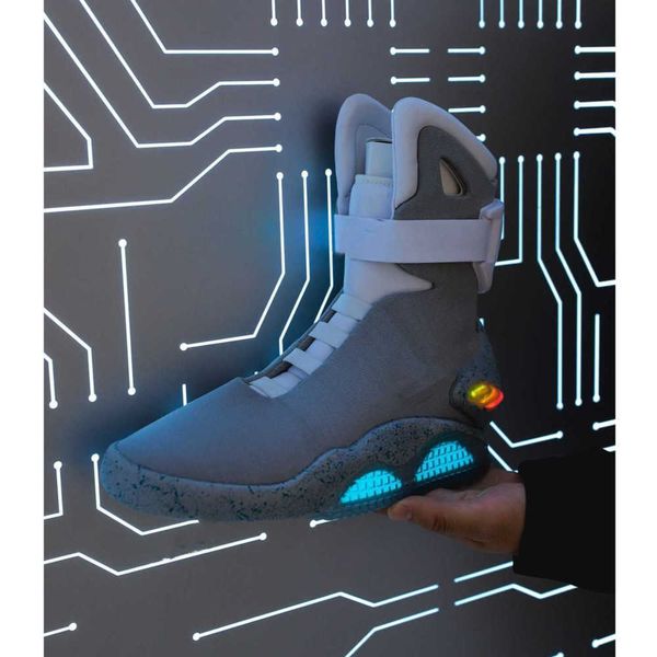 

limited sale automatic laces shoes air mag sneakers marty mcfly's led back to the future glow in the dark gray boots mcflys man sports, Black